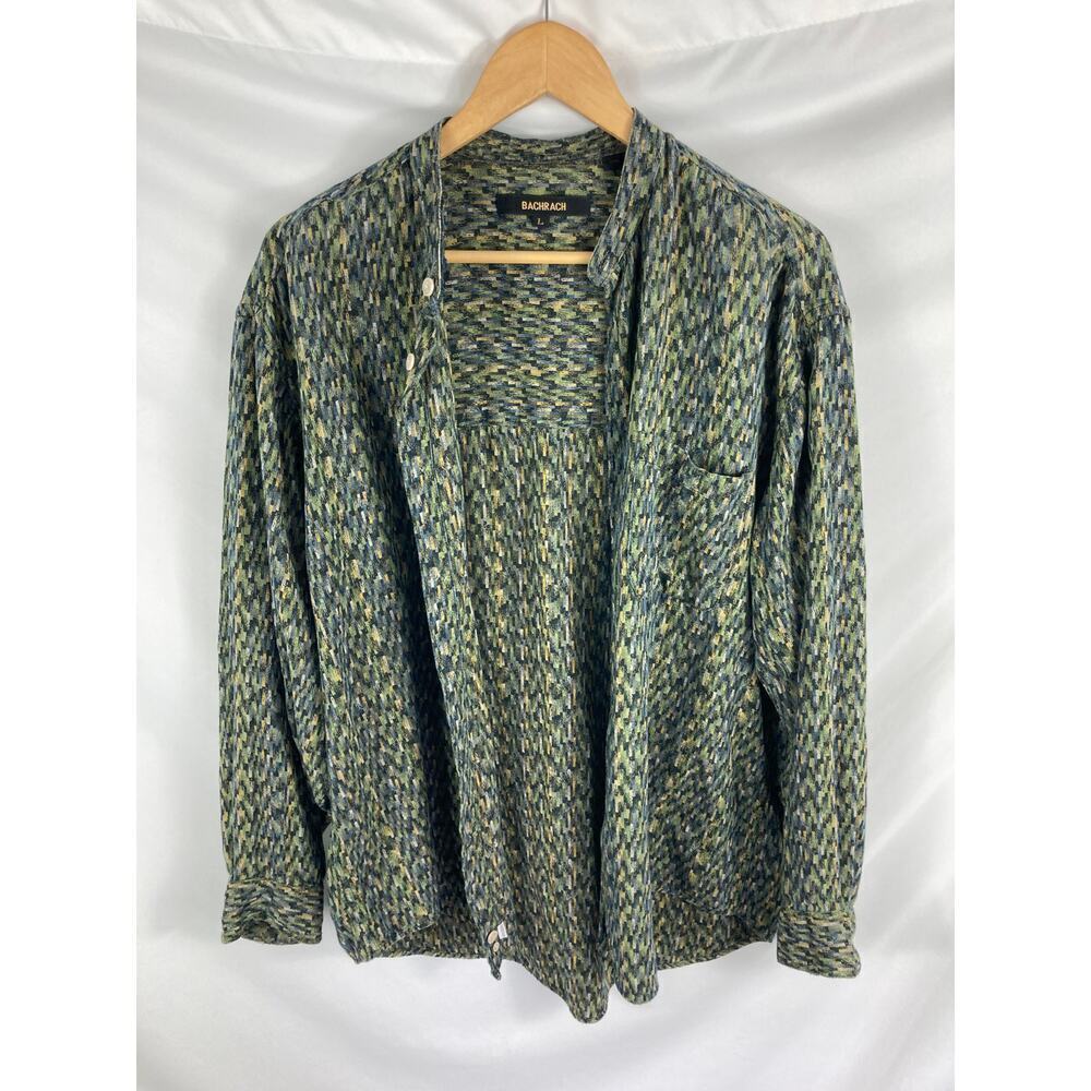 Bachrach Mens Patterned Button Down Shirt Size Large